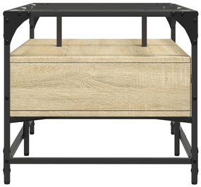Mesa de centro c/topo de vidro 98,5x50x45cm carvalho sonoma aço