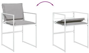 7 pcs conj. de jantar p/ jardim c/ almofadões textilene branco