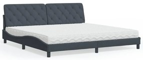 Cama com colchão 200x200 cm veludo cinzento-escuro