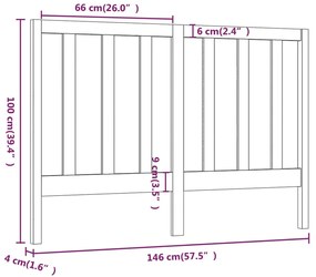 Cabeceira de cama 146x4x100 cm pinho maciço branco