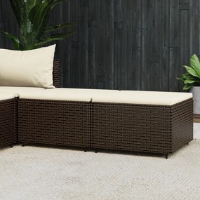 vidaXL Apoios de pés para jardim com almofadões 2 pcs vime PE castanho