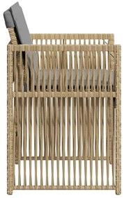 Cadeiras de jardim com almofadões 4 pcs vime PE bege misturado