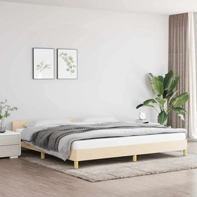 Estrutura de cama sem colchão 200x200 cm tecido cor creme