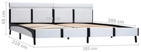 Estrutura de cama c/ LED couro artificial 180x200 cm branco
