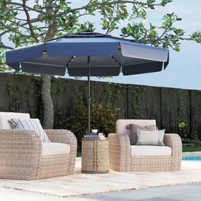 Guarda-sol solar de 300 cm com 32 luzes LED, parte superior ventilada com 3 níveis e ajuste de inclinação Azul marinho