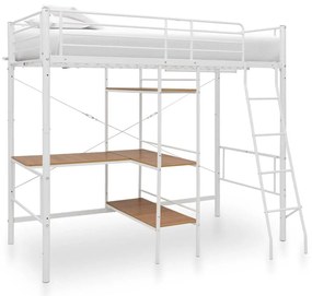 Beliche com secretária 90x200 cm metal branco