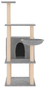 Árvore p/ gatos c/ postes arranhadores sisal 132 cm cinza-claro