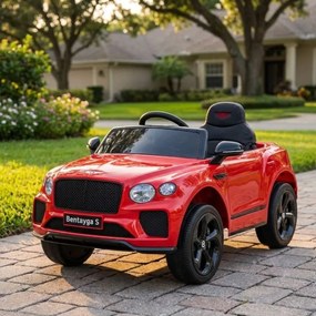 Carro elétrico para Crianças 12V Bentley Bentayga S, Rodas de espuma EVA, Assento Couro ecológico Vermelho