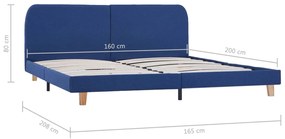 Estrutura de cama sem colchão 150x200 cm tecido azul