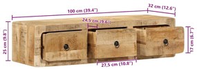 Armário de TV para parede 100x32x25 cm mangueira áspera maciça