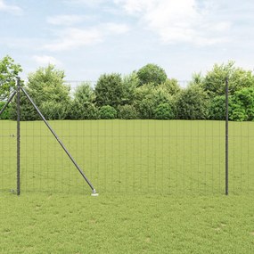 Cerca Euro com 7 Espigões 1.6x10 m Aço Galvanizado Cinza