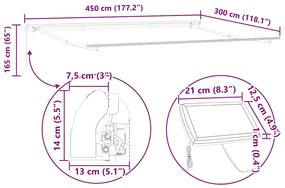 Toldo Retrátil Laranja e marrom 450 × 300 cm laranja e castanho