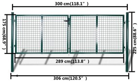 Portão de malha para cerca, para jardim 289 x 175 cm / 306 x 225 cm