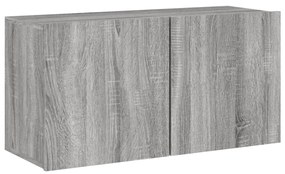 5 pcs móveis de parede p/ TV derivados de madeira cinza sonoma