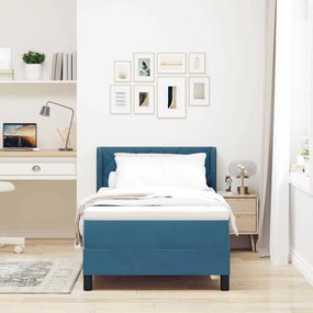 vidaXL Cama Box com colchão Azul Escuro 200 x 90 cm Poliéster