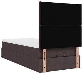 Cama otomana com colchão 90x200 cm tecido castanho escuro