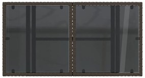 Mesa de jardim com tampo de vidro 100x55x73 cm vime PE castanho