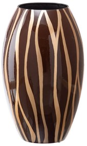 Vaso 21,5 X 21,5 X 36 cm Zebra Cerâmica Dourado Castanho