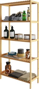 Estante de banho em bambu com prateleiras ajustáveis em altura 130 x 60 x 26 cm Castanho