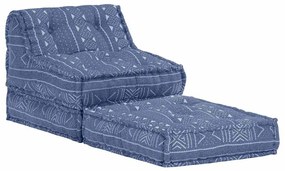 Pufe modular tecido azul índigo