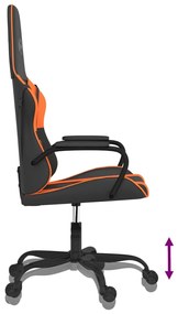 Cadeira gaming couro artificial preto e laranja