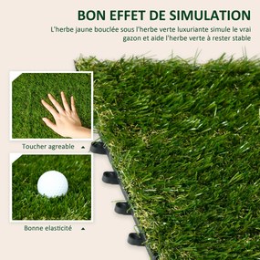 Conjunto de 10 placas quadradas de 30 x 30 cm Relva sintética artificial espessura «Conforto» de 3,5 cm, encaixáveis, verde