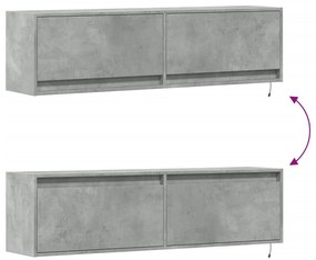Móvel de parede p/ TV c/ luzes LED 140x31x38cm cinzento cimento