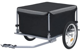 vidaXL Reboque de carga para bicicleta 65 kg preto e cinzento
