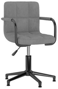 Cadeira de escritório giratória veludo cinzento-claro