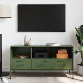 Móvel de TV 100,5x39x50,5 aço verde-azeitona