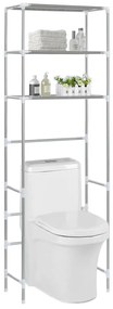 Estante de 3 prateleiras p/ casa de banho 53x28x169 cm prateado