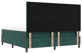 Cama Box Spring com Colchão e Banco Verde Escuro 180x200 cm Veludo