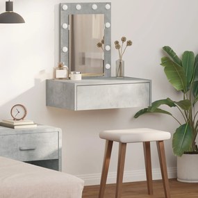 Mesa de Maquiagem Suspensa com Luzes LED Cinza Concreto