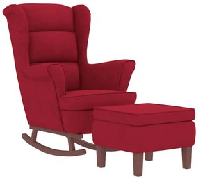 Cadeira baloiço c/ pernas de metal/banco veludo vermelho tinto