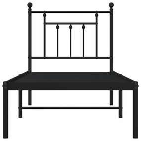 Estrutura de cama metal s/ colchão c/ cabeceira 75x190 cm preto