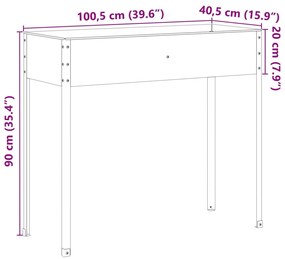 Vaso/floreira 100,5x40,5x90 cm aço resistente às intempéries