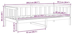 Sofá-cama 90x200 cm madeira de pinho maciça cinzento