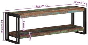 Móvel de TV 120x30x40 cm madeira recuperada maciça