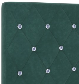 Cabeceira vidaXL Botão de Cristal de Veludo Verde Escura 100 cm, Cabec