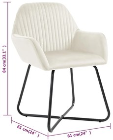 Cadeiras de jantar 2 pcs veludo cor creme