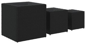 Vasos de jardim 3 pcs vime PE preto