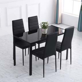 Mesa Sala de Jantar de Cristal Mesa Retangular para 4-6 pessoas (CADEIRAS NÃO INCLUIDAS) com Pés de Metal Multifuncional 120x60x75 cm Preto