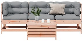 vidaXL 4 pcs conj. lounge jardim com almofadões madeira douglas maciça