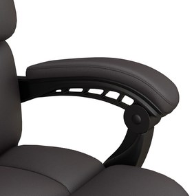 Vinsetto Cadeira de Escritório com 6 Pontos de Massagem Cadeira Executiva Reclinável de PU com Controlo Remoto Altura Ajustável Encosto Alto Apoio para os Pés e Bolso 63x57x118-126 cm Marrom