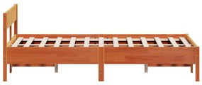 Estrutura cama c/ cabeceira 140x190cm pinho maciço castanho-mel