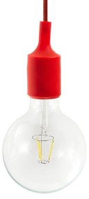 Suspensão com cabo têxtil e detalhes em silicone - Fabricado em Itália - Sem lâmpada / Vermelho