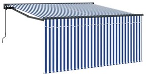 Toldo Retrátil Manual Marinho e Branco 350 x 250 cm