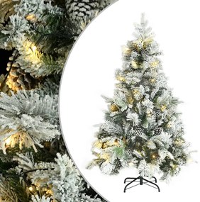 3094560 vidaXL Árvore de Natal pré-iluminada c/ flocos neve e pinhas PVC/PE