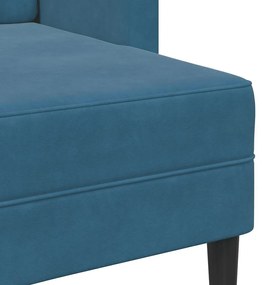 Sofá 2 lugares com Chaise em L 125 cm veludo azul