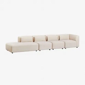 Sofá De Canto Modular Fogler De 4 Peças Com Chaise Longue Esquerda Bombazina Crema Linho - Sklum
